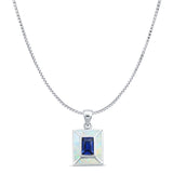  Emerald Blue Sapphire CZ Pendant 