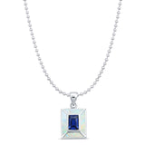  Emerald Blue Sapphire CZ Pendant 