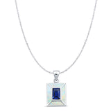  Emerald Blue Sapphire CZ Pendant 