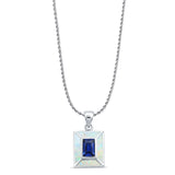  Emerald Blue Sapphire CZ Pendant 