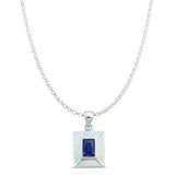  Emerald Blue Sapphire CZ Pendant 