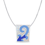 Blue CZ Scroll Design Pendant 
