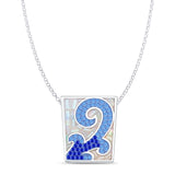 Blue CZ Scroll Design Pendant 