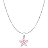 Lab Created Pink Opal Starfish Pendant Box Chain Necklace 925 Sterling Silver