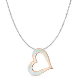 Lab Created White Opal Heart Pendant Box Chain Necklace 925 Sterling Silver