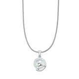 Lab Created White Opal Spiral Pendant Snake Chain Necklace 925 Sterling Silver