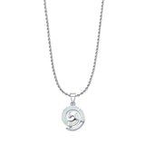 Lab Created White Opal Spiral Pendant Rope Chain Necklace 925 Sterling Silver