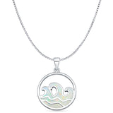 Lab Created White Opal Wave Pendant Box Chain Necklace 925 Sterling Silver