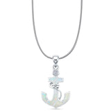Opal & CZ Anchor Pendant