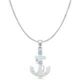 Opal & CZ Anchor Pendant