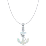 Opal & CZ Anchor Pendant