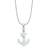 Opal & CZ Anchor Pendant