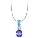 Lab Created Blue Opal Starfish Pendant Snake Chain Necklace 925 Sterling Silver