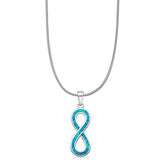 Lab Created Blue Opal Infinity Pendant Snake Chain Necklace 925 Sterling Silver