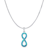 Lab Created Blue Opal Infinity Pendant Box Chain Necklace 925 Sterling Silver