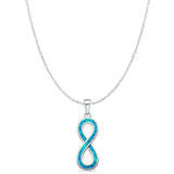 Lab Created Blue Opal Infinity Pendant Cable Chain Necklace 925 Sterling Silver