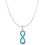 Lab Created Blue Opal Infinity Pendant Rolo Chain Necklace 925 Sterling Silver