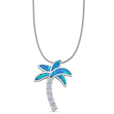 Opal & Palm Tree CZ Pendant
