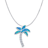 Opal & Palm Tree CZ Pendant