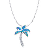 Opal & Palm Tree CZ Pendant