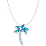 Opal & Palm Tree CZ Pendant
