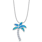 Opal & Palm Tree CZ Pendant