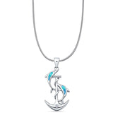 Dolphin Anchor CZ Pendant Necklace