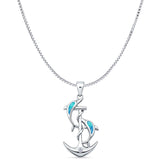 Dolphin Anchor CZ Pendant Necklace