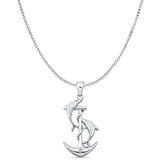 Dolphin Anchor CZ Pendant Necklace