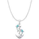 Dolphin Anchor CZ Pendant Necklace
