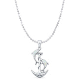 Dolphin Anchor CZ Pendant Necklace