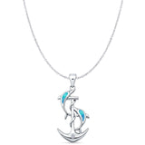 Dolphin Anchor CZ Pendant Necklace