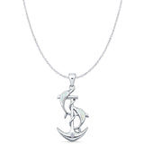 Dolphin Anchor CZ Pendant Necklace
