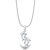 Dolphin Anchor CZ Pendant Necklace