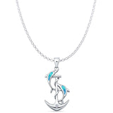 Dolphin Anchor CZ Pendant Necklace