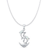Dolphin Anchor CZ Pendant Necklace