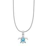 Sea Turtle & Plumeria Pendant Necklace