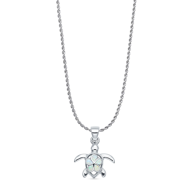 Sea Turtle & Plumeria Pendant Necklace