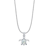 Sea Turtle & Plumeria Pendant Necklace