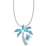 Palm Tree Sea Turtle Pendant Necklace