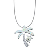 Palm Tree Sea Turtle Pendant Necklace