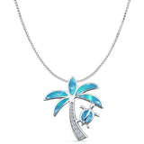 Palm Tree Sea Turtle Pendant Necklace