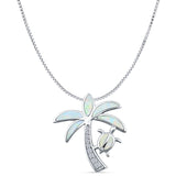 Palm Tree Sea Turtle Pendant Necklace