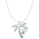Palm Tree Sea Turtle Pendant Necklace