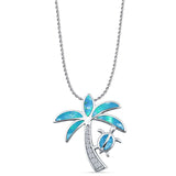 Palm Tree Sea Turtle Pendant Necklace
