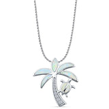 Palm Tree Sea Turtle Pendant Necklace