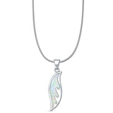 Lab Created White Opal Surfboard Wave Pendant Snake Chain Necklace 925 Sterling Silver