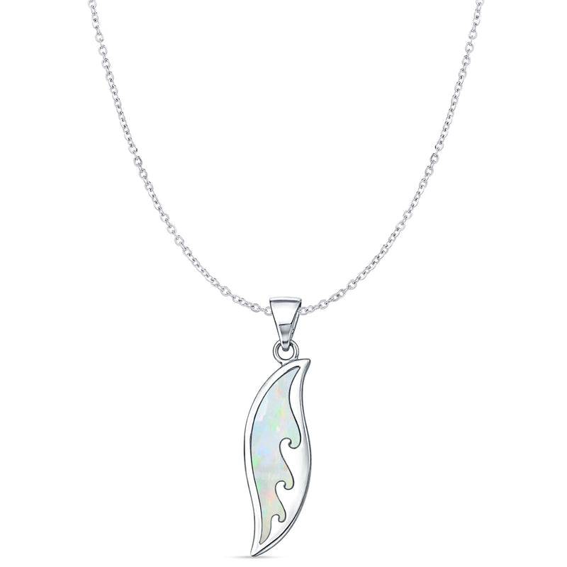 Surfboard Wave Pendant Necklace