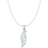 Lab Created White Opal Surfboard Wave Pendant Cable Chain Necklace 925 Sterling Silver