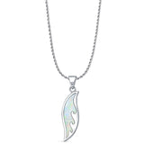 Lab Created White Opal Surfboard Wave Pendant Rope Chain Necklace 925 Sterling Silver